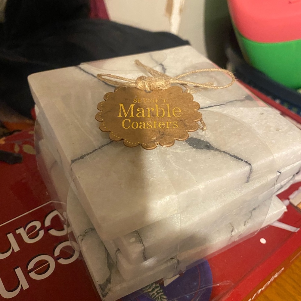 Marble Coasters Set - White and Gray